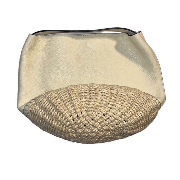 Vince Camuto Sula Leather Top Handle Bucket Bag Jasmine Cream Snap Closure - Picture 4 of 14